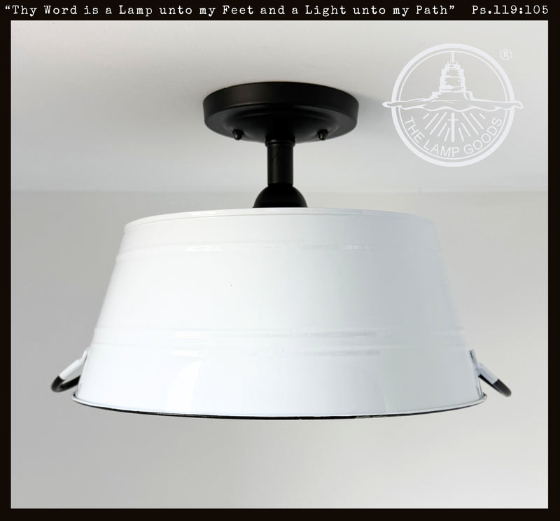 White Enamel Country Barn Ceiling Light