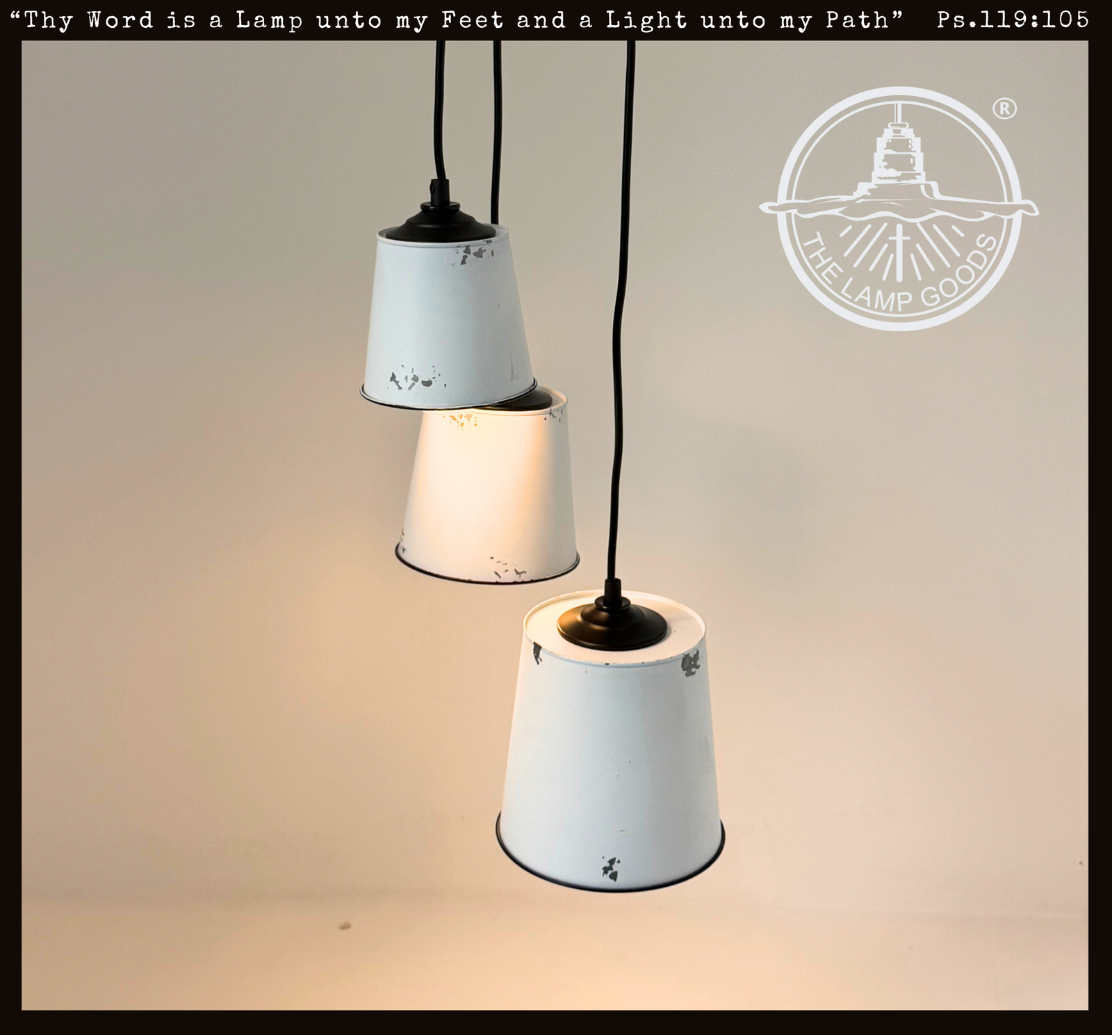 Farmhouse White Barn Distressed Trio Pendant