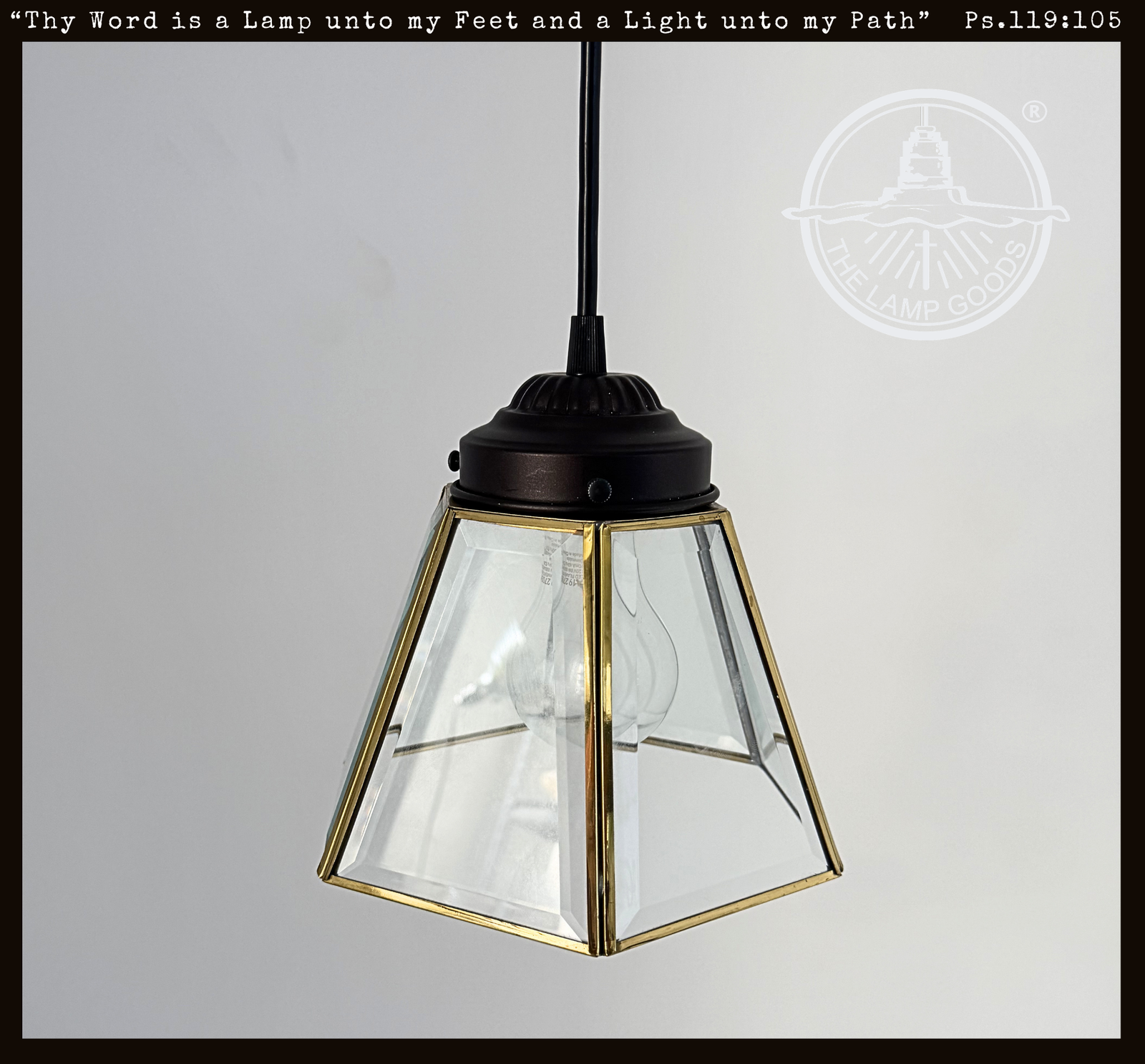 Large Brass and Glass Pendant Light