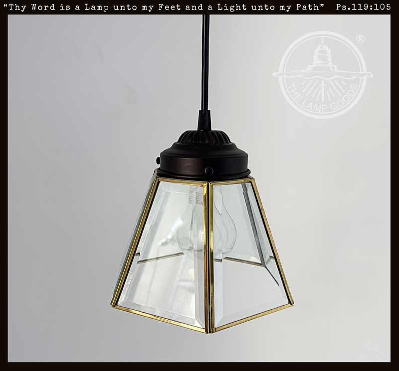 Large Brass and Glass Pendant Light