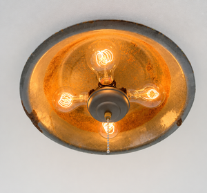 Antique FARMHOUSE GRANITEWARE Pan Ceiling Light
