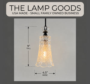 Etched Floral Scrollwork Vintage Glass Pendant Light