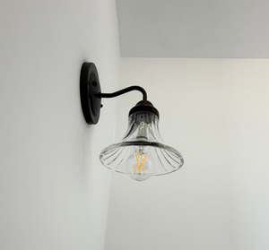 Simple Wide Flare Clear Glass Sconce