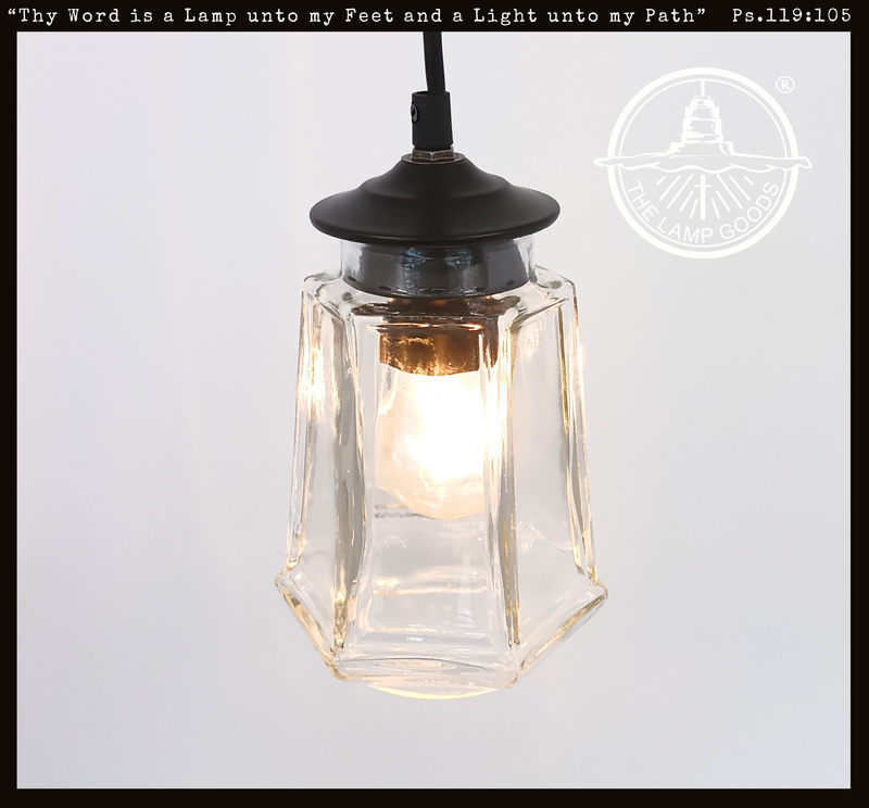 Vintage Clear Paneled Square Glass Pendant