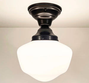 Classic Schoolhouse Milk Glass CEILING LIGHT Fixture - The Lamp Goods