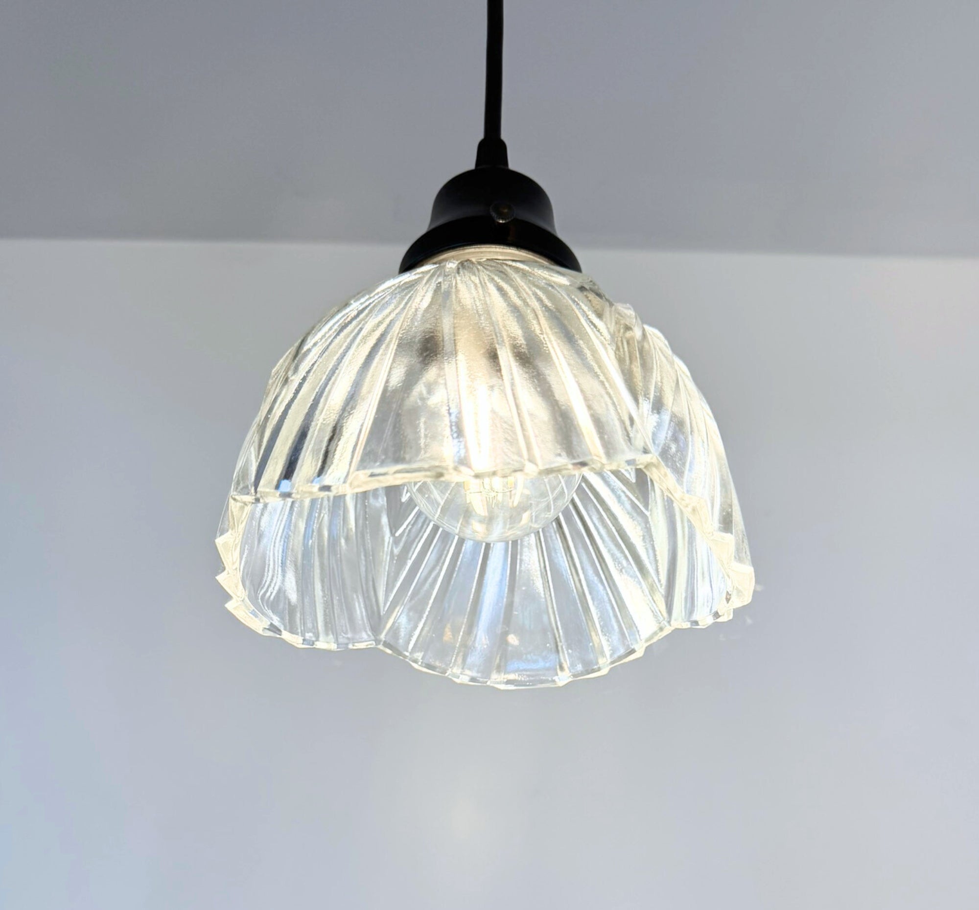 Clear Fan Ribbed Heavy Pressed Sunburst