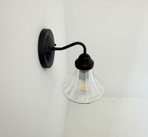 Simple Wide Flare Clear Glass Sconce