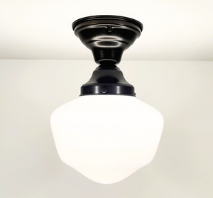 Classic Schoolhouse Milk Glass CEILING LIGHT Fixture - The Lamp Goods