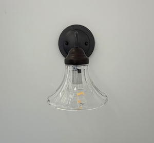 Simple Wide Flare Clear Glass Sconce