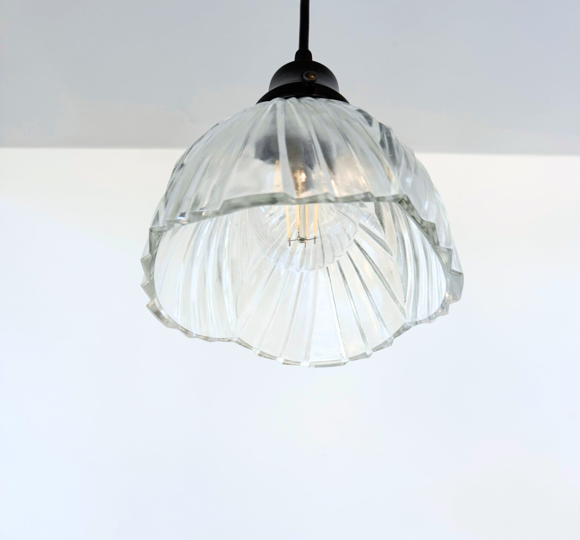 Clear Fan Ribbed Heavy Pressed Sunburst