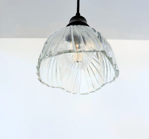 Clear Fan Ribbed Heavy Pressed Sunburst