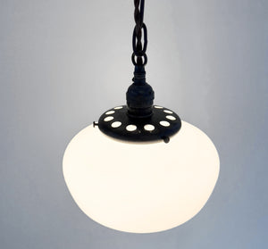Vintage Bulbous Milk Glass Schoolhouse Pendant Light