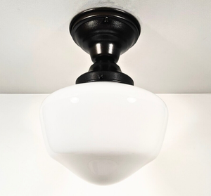 Classic Schoolhouse Milk Glass CEILING LIGHT Fixture - The Lamp Goods