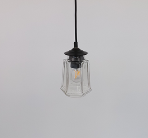 Vintage Clear Paneled Square Glass Pendant