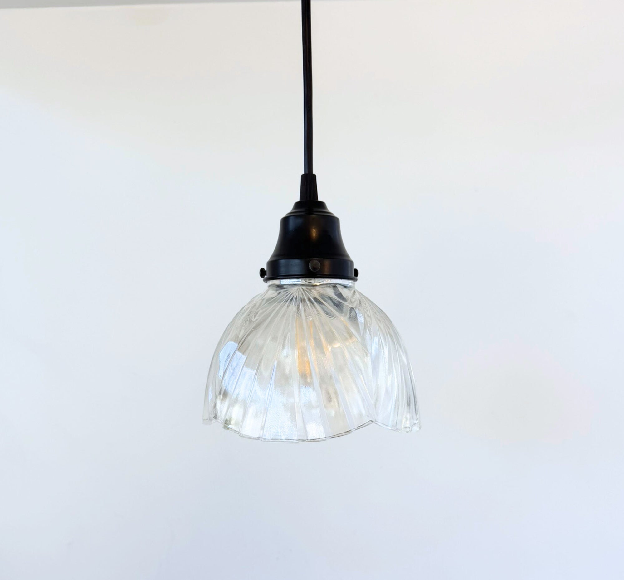 Clear Fan Ribbed Heavy Pressed Sunburst