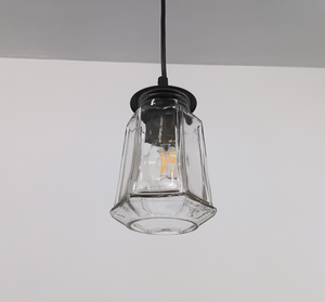 Vintage Clear Paneled Square Glass Pendant