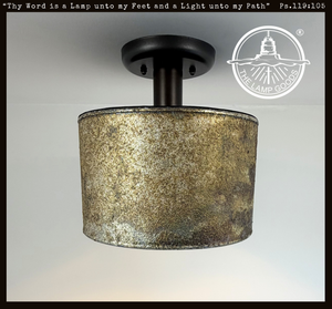 Weathered Bronze Drum Flush Mount