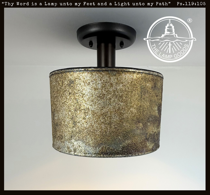 Weathered Bronze Drum Flush Mount