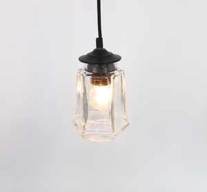Vintage Clear Paneled Square Glass Pendant