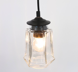 Vintage Clear Paneled Square Glass Pendant