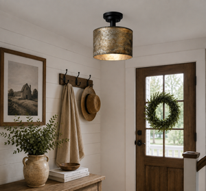 Weathered Bronze Drum Flush Mount