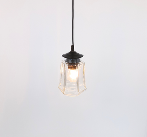 Vintage Clear Paneled Square Glass Pendant