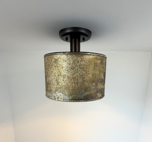 Weathered Bronze Drum Flush Mount