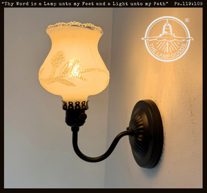 Frosted Floral Embossed Glass Wall Sconce