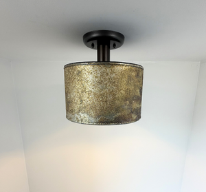 Weathered Bronze Drum Flush Mount