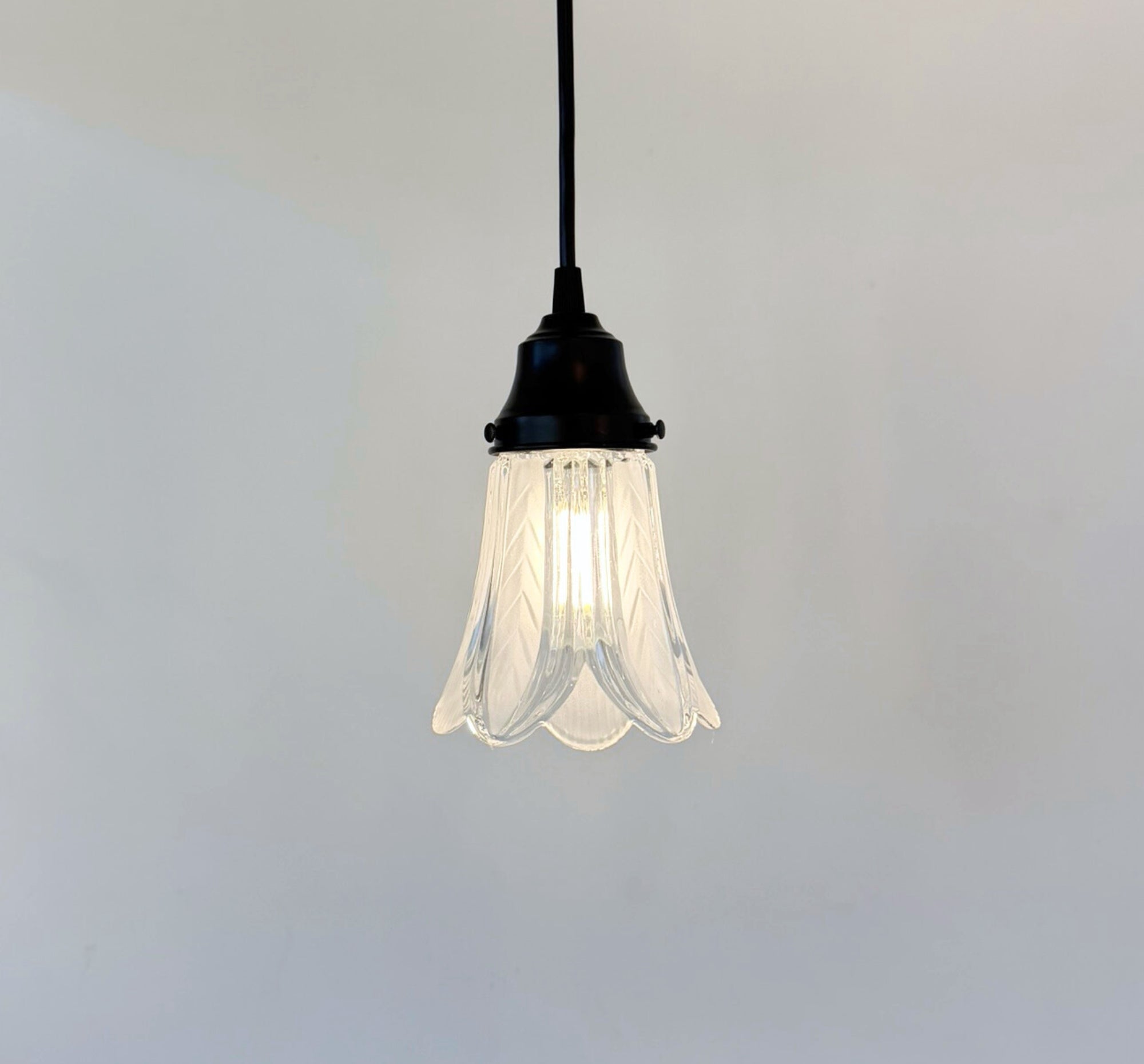 Clear and Frost Chevron Art Deco Scallop Pendant