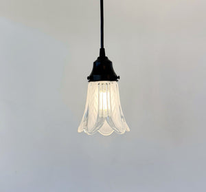 Clear and Frost Chevron Art Deco Scallop Pendant