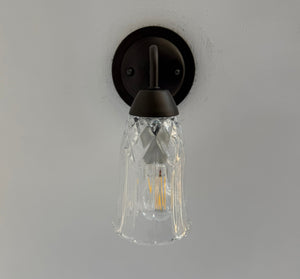 Classic Fluted Pressed Glass Wall Sconce