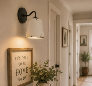 Farmhouse White Barn Metal Distressed Wall Sconce