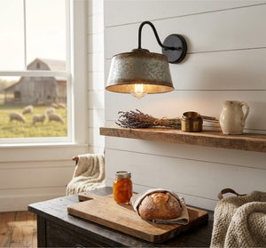 Copper-Edge Bronze Toned Farm Drum Wall Sconce