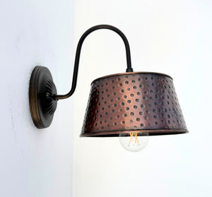 Gooseneck Rustic Hammered Copper Wall Sconce - The Lamp Goods