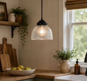 Vintage Thin Holophane Pendant Light