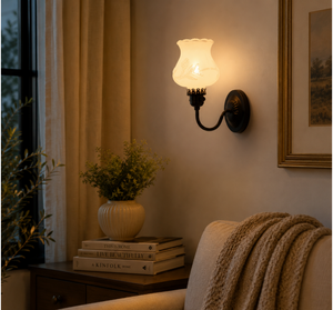 Frosted Floral Embossed Glass Wall Sconce