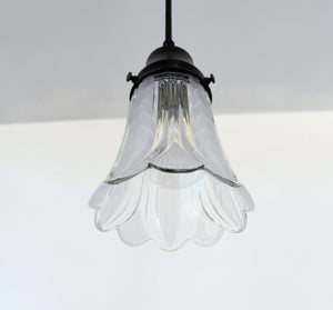 Clear and Frost Chevron Art Deco Scallop Pendant