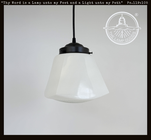 Rare Antique Prism Bottom Schoolhouse Pendant Light