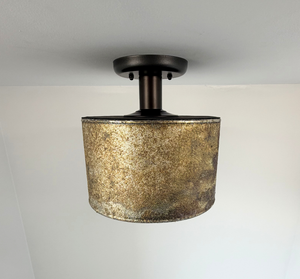 Weathered Bronze Drum Flush Mount