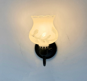 Frosted Floral Embossed Glass Wall Sconce