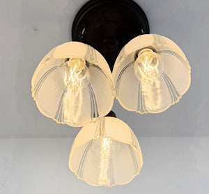Vintage Frosted Clear Panel Ceiling Light Trio - The Lamp Goods