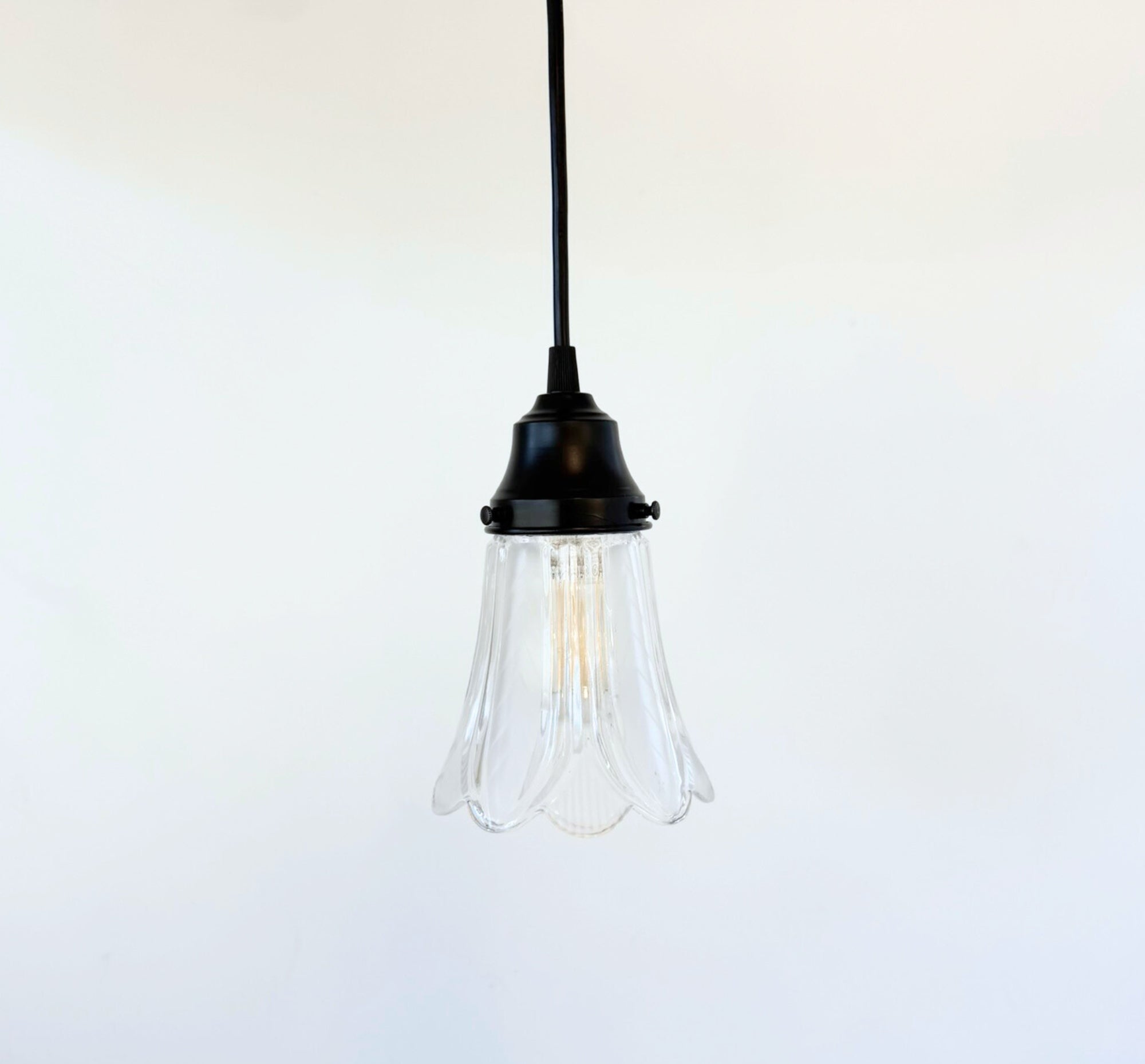 Clear and Frost Chevron Art Deco Scallop Pendant