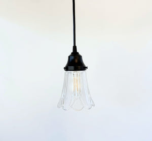 Clear and Frost Chevron Art Deco Scallop Pendant