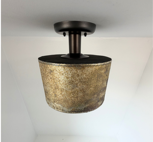 Weathered Bronze Drum Flush Mount