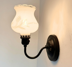 Frosted Floral Embossed Glass Wall Sconce