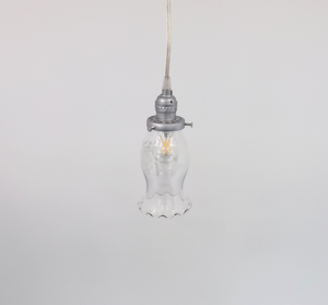 Clear Glass Rose Etched Delicate Pendant Light