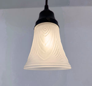 Frosted Embossed Feather Chevron Pendant