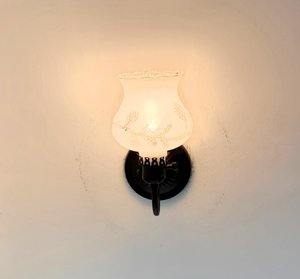 Frosted Floral Embossed Glass Wall Sconce