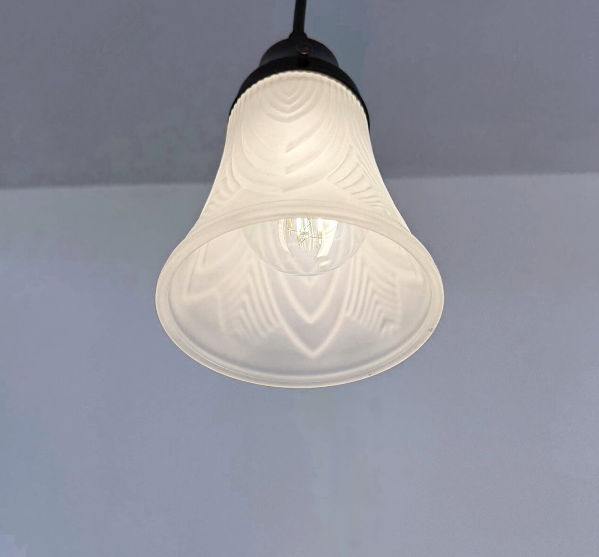 Frosted Embossed Feather Chevron Pendant